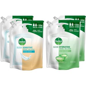Dettol - 2L Handzeep Navulling - Antibacterieel - Citrus 2x500ml en Jasmijn 2x500ml - Voordeelverpakking