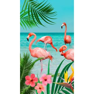 Good Morning Strandlaken ""tropische flamingo's"" - Multi - (100x180 cm) - Microfiber