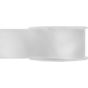 1x Hobby/decoratie witte satijnen sierlinten 2,5 cm/25 mm x 25 meter - Cadeaulint satijnlint/ribbon - Striklint linten wit