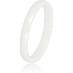 My Bendel Keramieken ring facet geslepen soft white 3mm - Keramische, onbreekbare, mooie zacht witte dames ring - Verkleurt niet - Met luxe cadeauverpakking