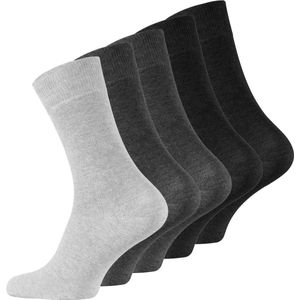 Lavendel Katoenen 5 Paar Unisex Sokken - Ademende Stof - Business Sokken voor Dagelijks Gebruik - Casual en Formele Kuit Sokken - Grijs Tinten / 43-46