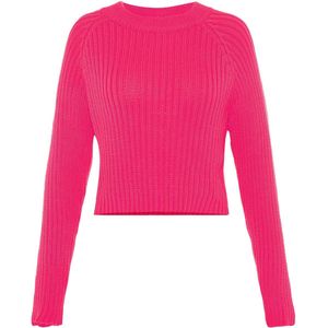 Mymo - Jumper - Roze - Wijd Geribd Breisel - Casual Basic Fit