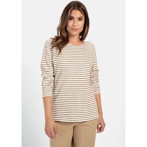 camel active - Longsleeve Shirt - Caramel-Wit - Biologische Katoen