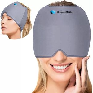 MigraineMasker® – Migraine muts - hot cold pack – Hoofdpijn Masker 600 gram - Grijs