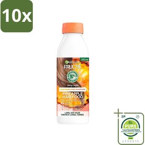 10 x Garnier - Fructis Hair Food Pineapple - Conditioner - Lang & Dof Haar - 350 ml - Grootverpakking - Haar Conditioner - Lang Haar - Dof Haar - Ananas Conditioner - Vegan Conditioner
