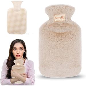 Hete Waterfles Pluche - Hete Waterfles - 800ml Met Zachte Fleece Onderhuid - 1 Stuks - Voor Kinderen En Volwassenen Khaki