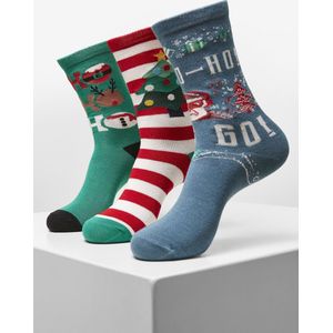 Urban Classics - Ho Ho Ho Christmas 3-Pack Sokken - 43/46 - Multicolours