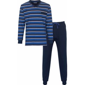 MEQ Heren Pyjama - Streeppatroon - 100% Katoen - Blauw - Maat M