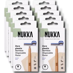 NUKKA Bamboe Scheermesjes - 2-voudig - 8 stuks - Veganistisch - Scherp - Ergonomisch - Aloë Vera Strip