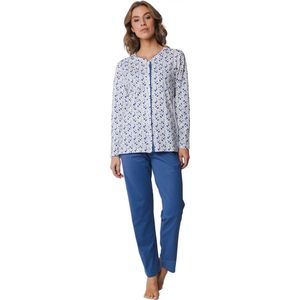 Pastunette dames katoenen pyjama met knoopsluiting - Blauw - 44