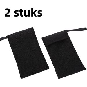 2-delig - Schuimnet - Gezichtsreiniger, Handzeep, Badzeep, Gezichtsreinigende Schuimnetzak, Badzeepzak - Zwart