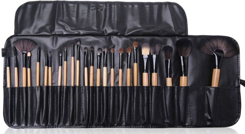 *** 24-delige make-up kwasten set in lederlook etui - van Heble® ***