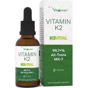 Vitamine K2 200 mcg - 50 ml (1700 druppels) MK-7 - Premium: All-Trans gehalte >99.7% (K2VITAL® by Kappa) - Zonder alcohol - Veganistisch | Vit4ever