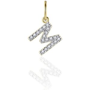 Gisser Jewels - Hanger excl. Collier - Letter M gezet met Zirkonia - 8mm - Geelgoud Verguld Zilver 925 - P1080Y/M - Sieraad - Dames - Goudkleurig