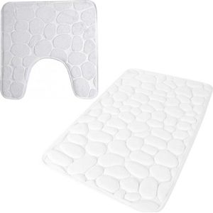 Urban Living badkamer droogloop matjes/tapijt - set 2x stuks - memory foam - parel wit