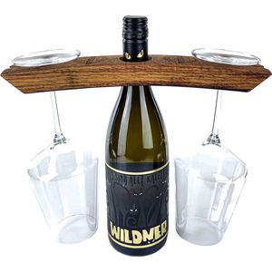 WEINKRAM 2in1 wijnbutler | Handgemaakte wijnglashouder en wijnhouder van een rode wijnvat - cadeau-idee voor wijnliefhebbers | Handgemaakt in Duitsland | Wijnfleshouder | wijn staan