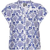 DreiMaster - Vintage Blouse - Donkerblauw / Wit - Wijde Blouse - Knoopsluiting