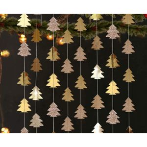 Christmas / Kerst - Oud & Nieuw Champagne Gouden Kerstboom en Glitter Goud Boom - Guirlande - Vlaggenlijn - Slinger - Vlag | Huwelijk - Geboorte - Feest - Verjaardag - Jubileum - Bruiloft - Event - Birthday party - Veranda - Decoratie | Dennenboom