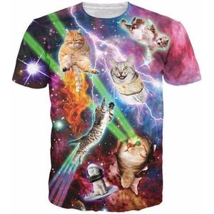 Gigantisch fout kattenshirt Festival shirt - Maat: S - Crew neck - Feestkleding - Festival Outfit - Fout Feest - T-shirt voor festivals - Rave party kleding - Rave outfit - Kattenshirt - Nineties