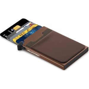 Walletstreet Uitschuifbare Pasjeshouder CB2 Plus collection-Walletstreet Aluminium Creditcardholder/Creditcardhouder Card Protector Anti-Skim/ RFID Card Protector 7 Pasjes – Bruin/Brown