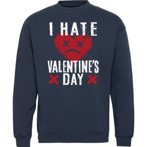Sweater I Hate Valentines Day | valentijn cadeautje voor hem haar | valentijn | valentijnsdag cadeau | Navy | maat XS