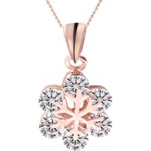 Fate Jewellery Ketting FJ410 - Snowflake - 45cm + 5cm - Rosekleurig met zirkonia kristallen