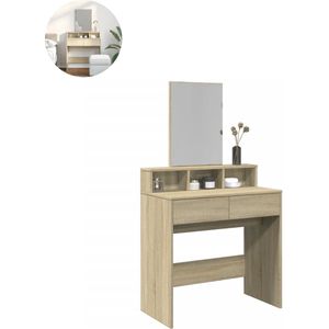 Kaptafel Met spiegel - Make up tafel - Make up - Toilettafel - Met lades - Kaptafels - Sonoma Eiken