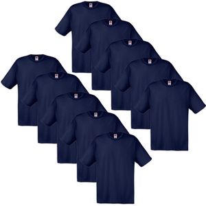 Fruit of the Loom T-shirt 100% katoen 10 stuks Marineblauw Maat L