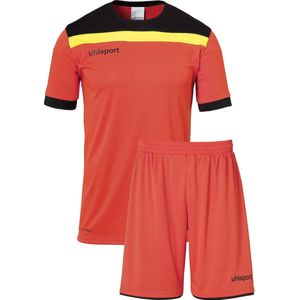 Uhlsport Sportshirt - Maat M  - Mannen - rood/oranje/zwart/geel shirt en short