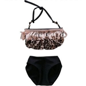 Maat 164 Bikini Zwart panterprint badkleding baby en kind zwem kleding leopard tijgerprint