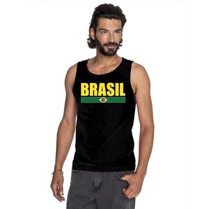 Zwart Brazilie supporter singlet shirt/ tanktop heren L