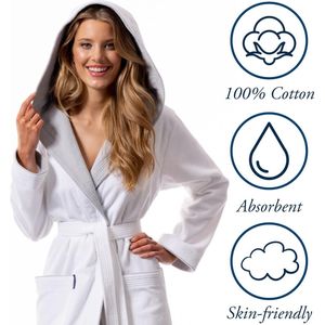 Badjas met capuchon voor dames, katoen