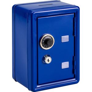 Kluisje van metaal (Blauw) - Spaarpot met slot - Horeca - Kluisje met sleutel - Fooienpot - Geldkistje - Spaarpot Volwassenen