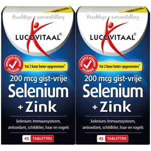 Lucovitaal Selenium & Zink 200 mcg Gistvrij - 2 x 45 tabletten - Voordeelverpakking