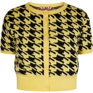 Mymo - Vest - Geel - Jaquard met Pied-de-Poule-patroon - Dames