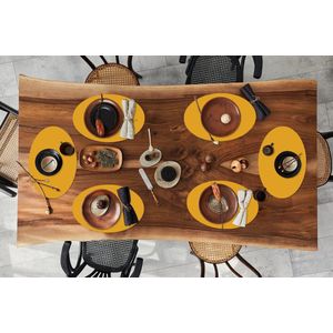 Placemats ovaal - Onderleggers - Ovale placemats - Okergeel - Herfst - Interieur - 6 stuks