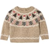 Jacquard - Kersttrui - Gemêleerd Beige - Babyjongens