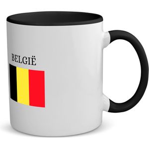 Akyol - belgie koffiemok - theemok - zwart - Brussel - belgen - embleem belgische vlag - toeristen - - 350 ML inhoud