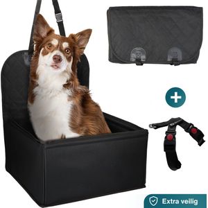 Qindie alles in een hondenautostoel – Hond autostoel met Hondentuigje en Hondenmand – Hondenbed met Honden reisbench – Honden autogordel - Beschermhoes achterbank hond – Dieren automand