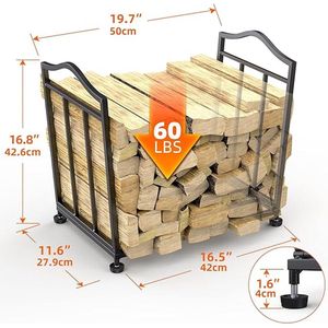 Brandhoutrek - Firewood Rack Metal Firewood Rack for Indoor and Outdoor 50x28x42.7cm