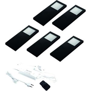 Hera Slim Pad F Led set van 5 spots met dimmer onderbouw 24V/30W zwart