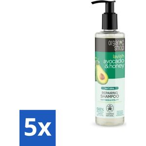 Organic Shop - Natural Repairing Shampoo - Avocado & Honey - Hydraterend en Herstellend - 280 ml - Bulkverpakking - 5 stuks