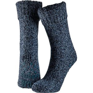 Apollo | Wollen Huissok heren| Blauw | Maat 43/46 | Huissokken heren | Fluffy sokken | Slofsokken | Huissokken anti slip | Warme sokken | Winter sokken