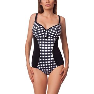 Antie Dames Zwemkleding – Badpak – Zwart/Wit – 38D - AN-MAKIRA-O