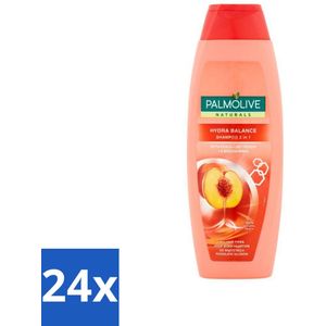 24 x Palmolive - Naturals - 2in1 Shampoo - Perzik - Hydra Balance - 350 ml - 2-in-1 Shampoo - Perzik Shampoo - Hydraterende Shampoo - Shampoo Voor Droog Haar - Shampoo Voor Dagelijks Gebruik
