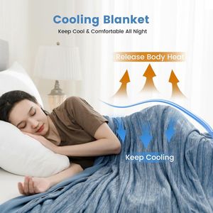 Koeldeken zomerdeken 200 x 220 cm dubbelzijdig koeldeken voor het slapen zelfkoelende dunne zomerdeken ademend koelend zomerdeken koeldeken voor mensen voor slaapbank