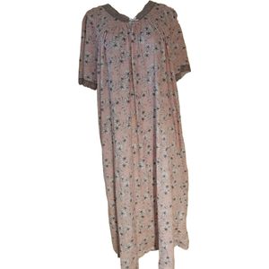 Dames nachthemd gebloemd grijs/roze M