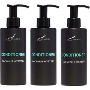 Hairconditioner Coconut Mystery 300 ml - met pomp - zwarte fles - set van 3 stuks - Voordeelverpakking