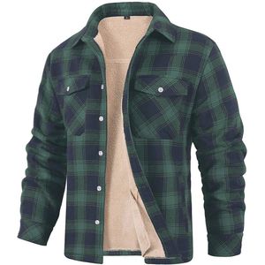 Gevoerd Flanellen Houthakkershemd voor Heren - Geruite Jas met Meerdere Zakken