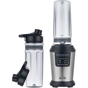 MOA Blender To Go - Smoothie Maker met 2 Tritan Bekers van 600ml - Mini Blender - 800W - RVS - Zilver